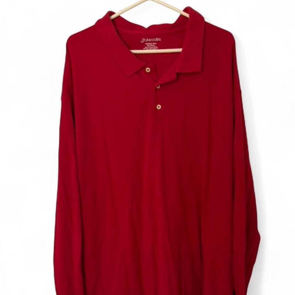 St. John's Bay Heritage Long Sleeve Polo Shirt Red